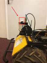 Intel RealSense D435 (indicated by red square & arrow) placed on top of SICK LMS111 LiDAR scanner