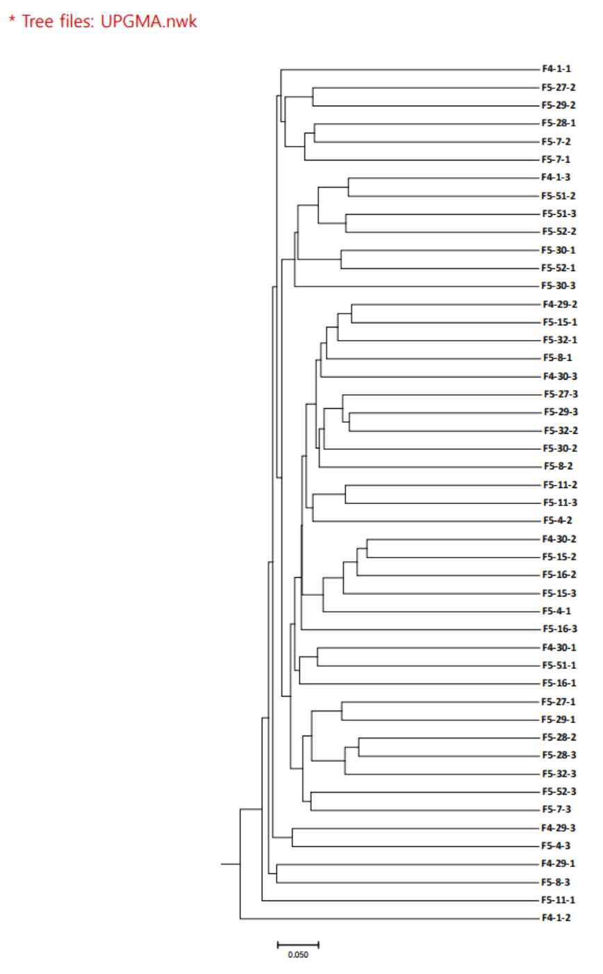 토양내 분포 세균의 메타지놈 데이터를 이용한 UPGMA tree