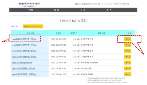 > 병해충분류·동정> 자료> 자료현황 및 수정