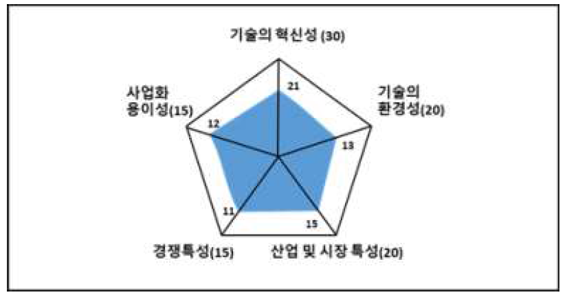 기술사업성 평가항목별 점수