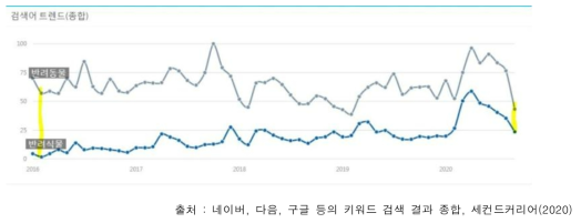 반려식물에 대한 키워드 검색 트렌드