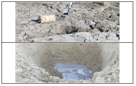 자연강우 지하침투유도 짚단 설치