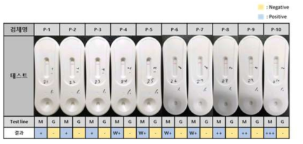 민감도 관련 양성 검체 평가 결과