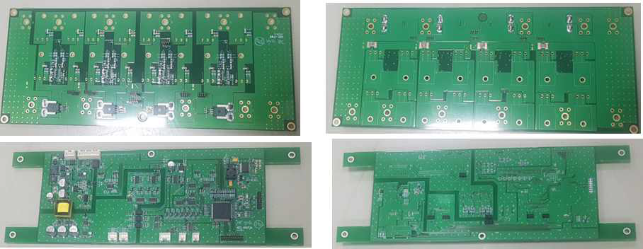 전력변환보드(上)(312 x 130mm)와 제어보드(下)(270 x 120mm) H/W 제작