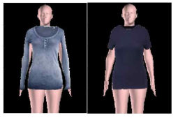 SMPL 기반 3차원 복원을 위한 이미지지반 매칭 입력 (긴팔 옷, 짧은 팔 옷 예): 아주 정확히 일치하지 않아도 됨