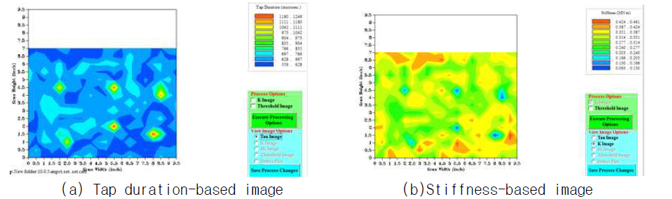 Tapping scan images on the CFRP skin honeycomb sandwich panels