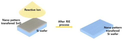 RIE를 통해 목표 실리콘 기판 위 나노패턴 전사 공정