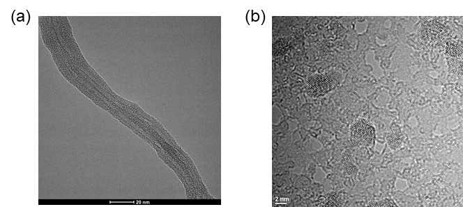 탄소나노튜브(좌)와 그래핀(우) TEM 이미지
