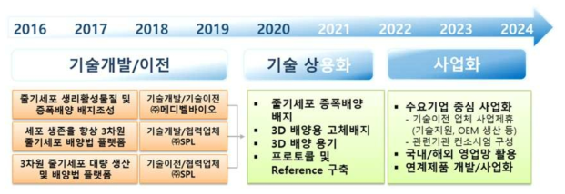 기술사업화 및 제품화 타임로드맵