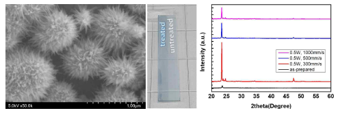 500 mW, 405 nm 처리시 SEM과 XRD 측정