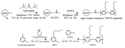 Synthesis scheme for the preparation of PNPPS, MLCOCl and MLCOCl-g-PNPPS