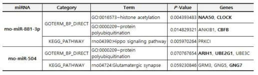 암컷 해마에서 알코올에 의해 발현 변화되는 miRNA 및 타겟 유전자