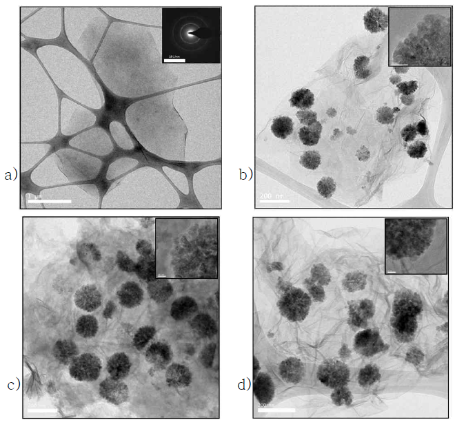 TEM image of GO / rGO-Mag/ Alk-rGO-Mag / CE-rGO-Mag