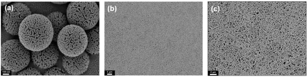 본 연구에서 사용한 SiO2 나노입자 (a) SiO2/Au thin film after the immobilization, (b) the treatment of PNCT SAM, (c) the treatment NH4OH