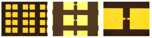 Optical lithography법으로 제작 된 Graphene Channel Transistor의 광학현미경 이미지