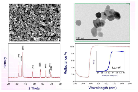 ZnO powdes synthesized by glycol process at 150°C for 30 minutes