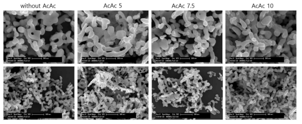 SEM images of SmCoO3 powders by polymer precursor methode. (heat-treated at 700℃ for 2h)