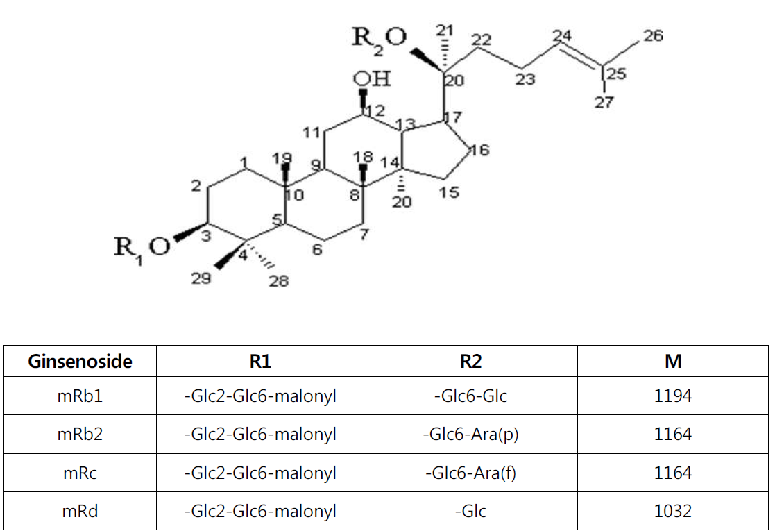 Malonyl ginsenoside 구조식