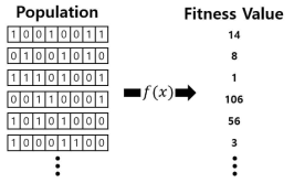 모집단에 소속된 모든 개체의 적합값을 계산하는 유전 알고리즘 구조