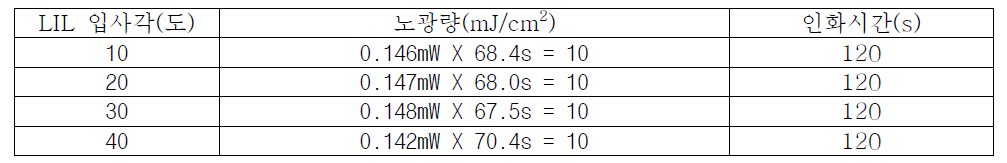 입사각에 따른 1차원 패턴 형성 공정 조건