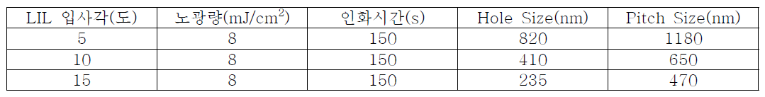 2 차원 나노패터닝 세부 공정 조건