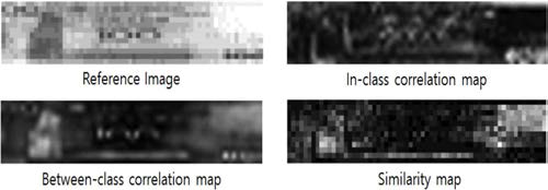 HKD 100달러 권종의 전면 Reference image, Correlation maps, Similarity map 예시