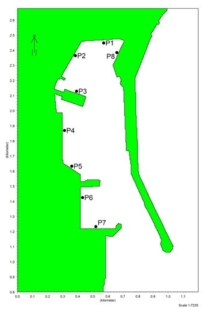 Location map of interest points in Mukho harbor