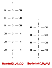 에리스리톨과 만니톨의 화학적 구조