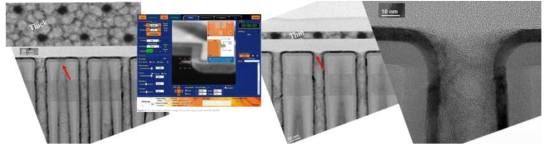 30 nm hole의 TEM 시편제작 (30kV-5 kV FIB 후 0.5 kV ion milling)