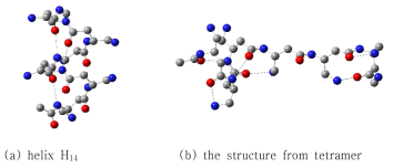 The most preferred structures of hexamer Ac-(3R-dAba)6-NHMe at the SMD M06-2X/6-31+G(d) level of theory in water