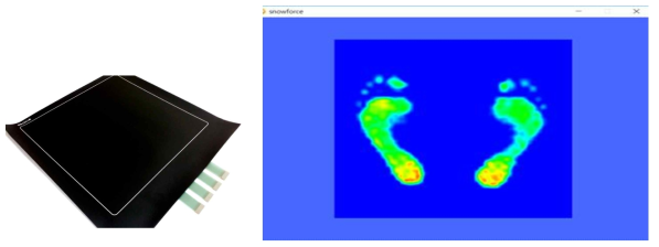 FSR Matrix Array Sensor(MS9705) 및 평지에서의 족저압 측정 결과