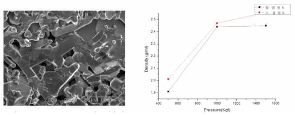 2200℃ 열처리 후 시편 압력에 따른 밀도