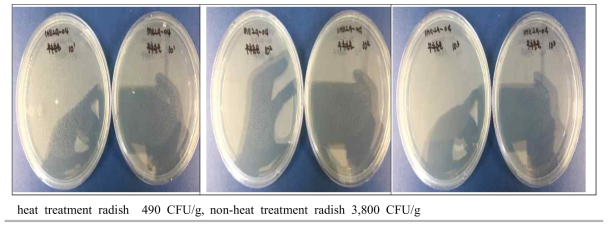 4. The Common bacterials contents of heat treatment radish and non-heat treatment radish