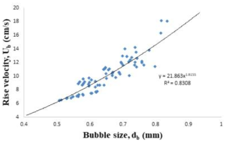 기포 상승 속도에 따른 기포크기 변화