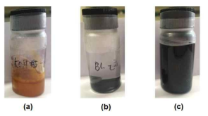 (a) KOH, (b) n-Butylamine 및 (c) NH4OH 용매를 포함하는 GeTe 전구체 용액