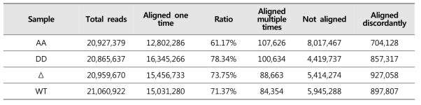 A. nidulans RNA-seq Mapping ratio 분석 결과