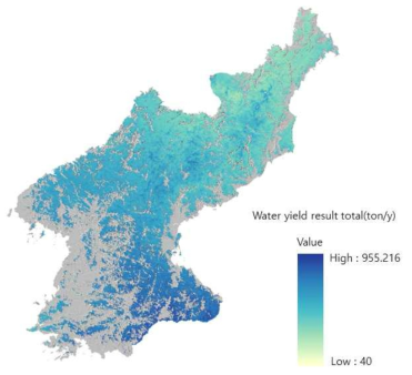 북한 산림 수원함양 분석 결과