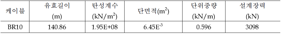 측정 대상 사장재 케이블의 제원