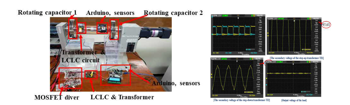 회전 커패시터를 이용한 무선전력전송장치 및 축계 무선센서 시스템, 회로 노드별 출력