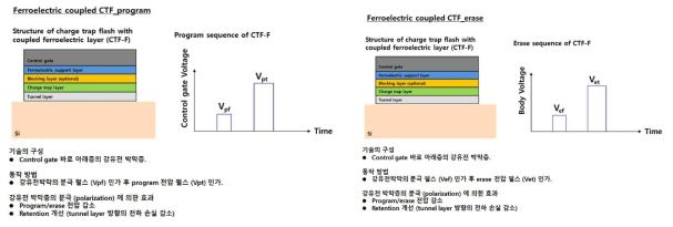 블록킹 유전막에 강유전 박막을 적용할 때 특성 개선을 얻기 위한 program 및 erase 동작 방법의 도시