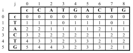 Edit distance matrix