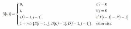 Edit distance matrix의 계산식