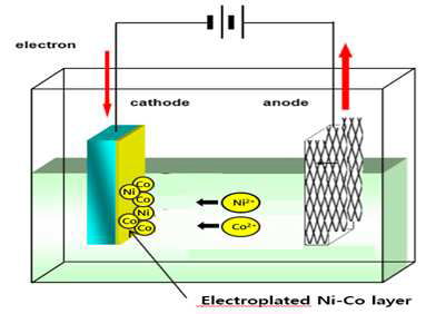 Ni-Co 도금조의 모식도