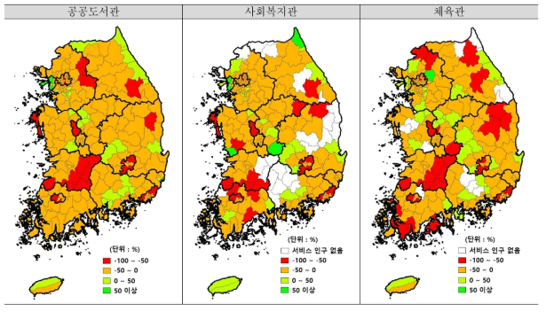 전국 기초생활인프라시설의 입지 효율성 변화