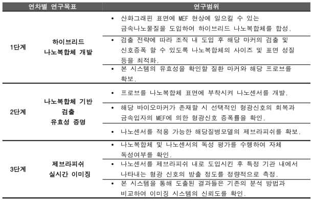 초기 계획에 따른 연차별 연구 범위