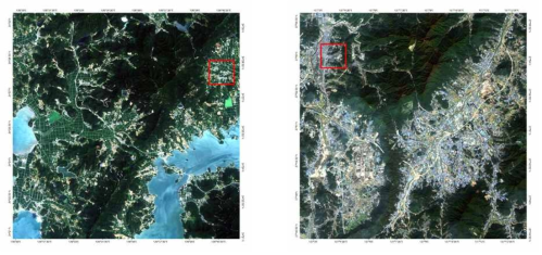 연구대상지의 Sentinel-2 위성영상