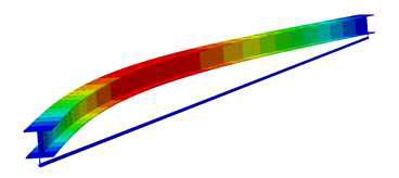 The 1st buckling mode shape of a PS beam having no deviator: Hcr,1=645.12kN