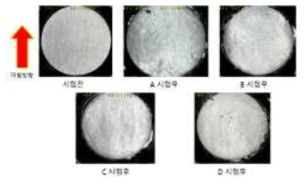 Photos for worn surface after sliding friction test