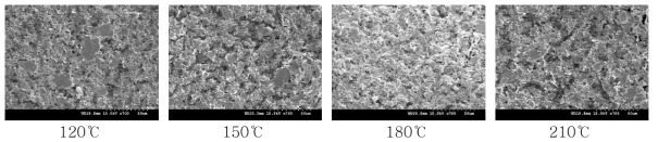 경화온도(120 ~ 210℃)에 따른 ECA SEM