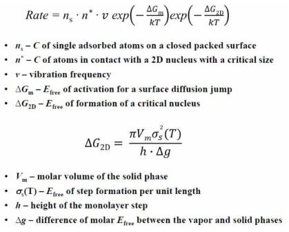 2차원 물질의 핵형성 이론 수식